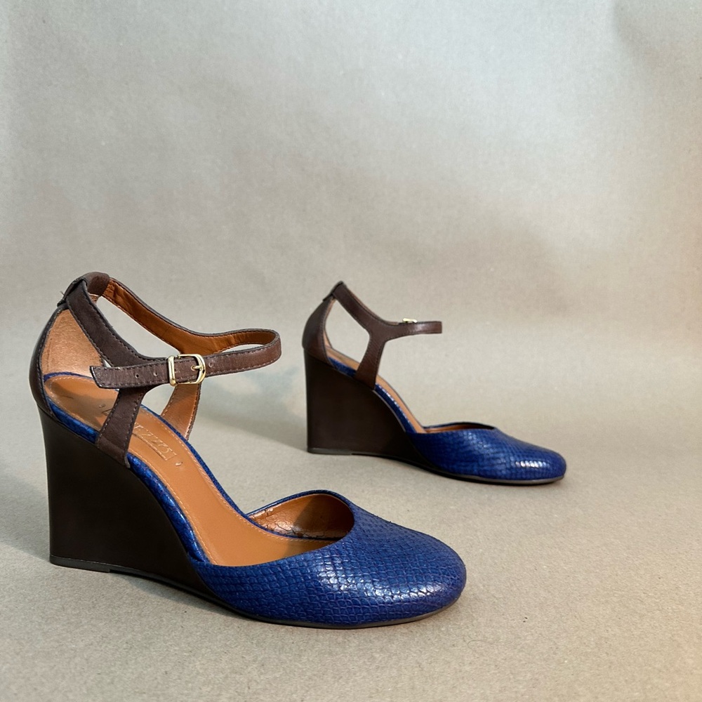 Blue and Brown Wedge Heels